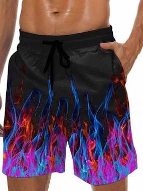 Men's Swim Trunks Hawaiian Bathing Mesh Lining Suit Swimsuits Beach Shorts with Pockets