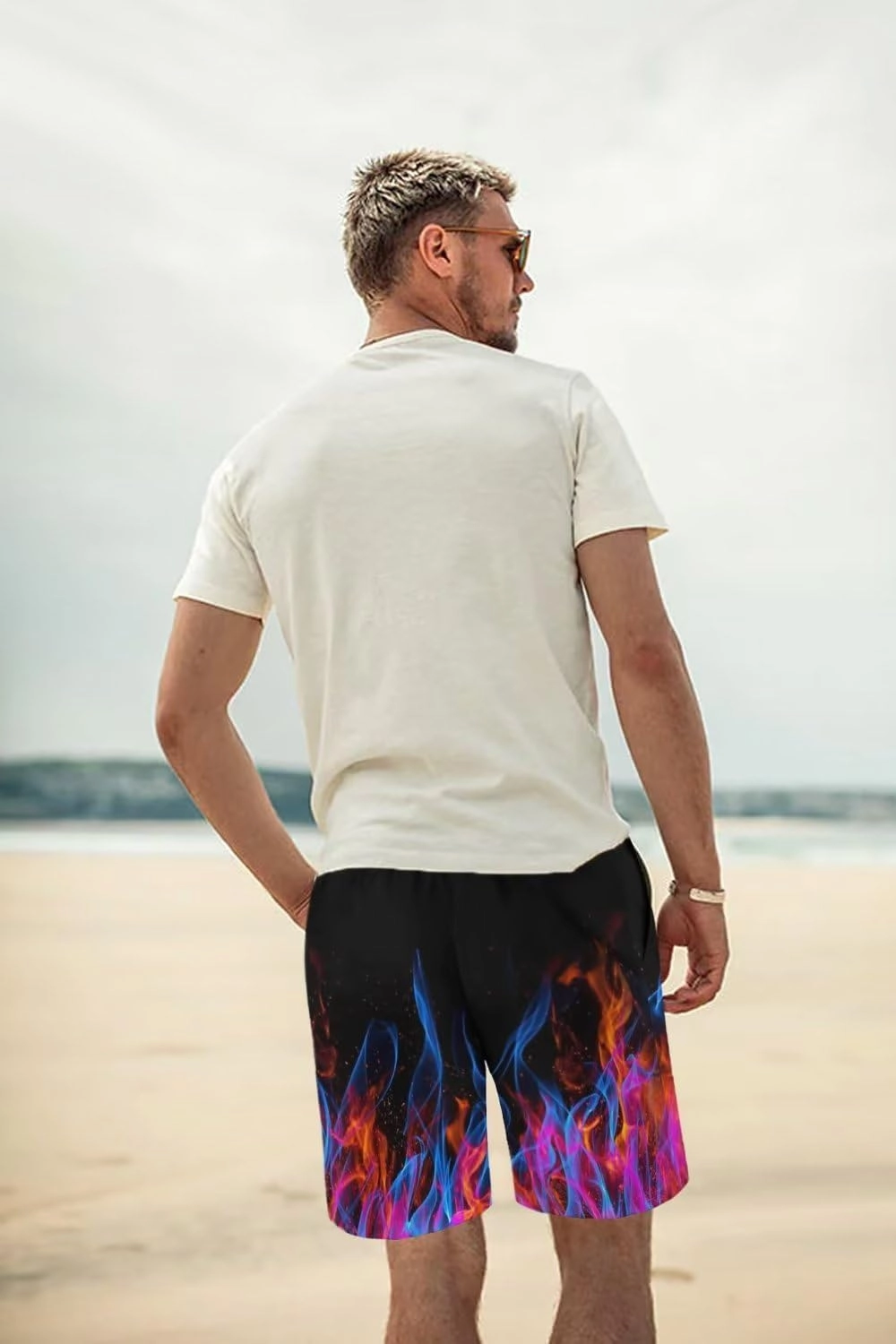 Men's Swim Trunks Hawaiian Bathing Mesh Lining Suit Swimsuits Beach Shorts with Pockets
