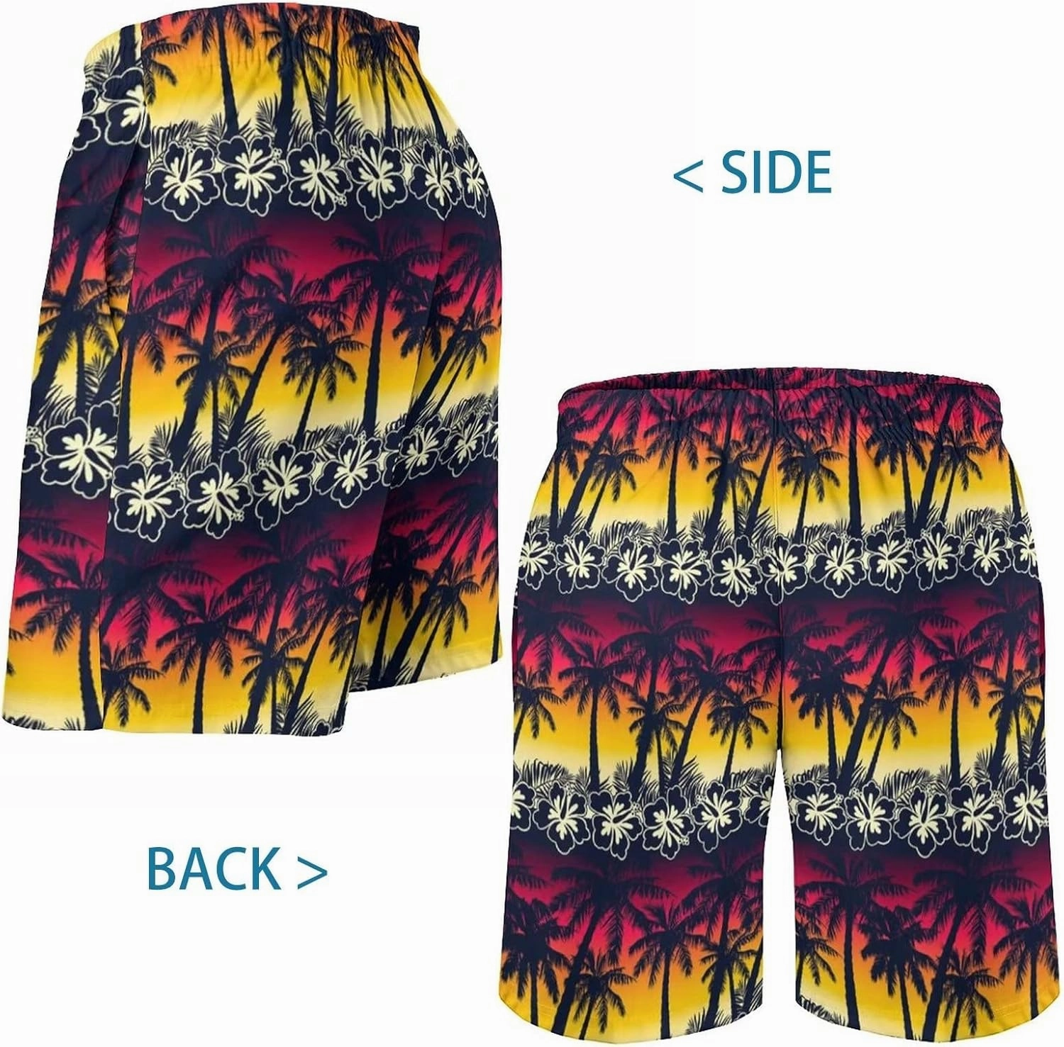 Men's Swim Trunks Hawaiian Bathing Mesh Lining Suit Swimsuits Beach Shorts with Pockets