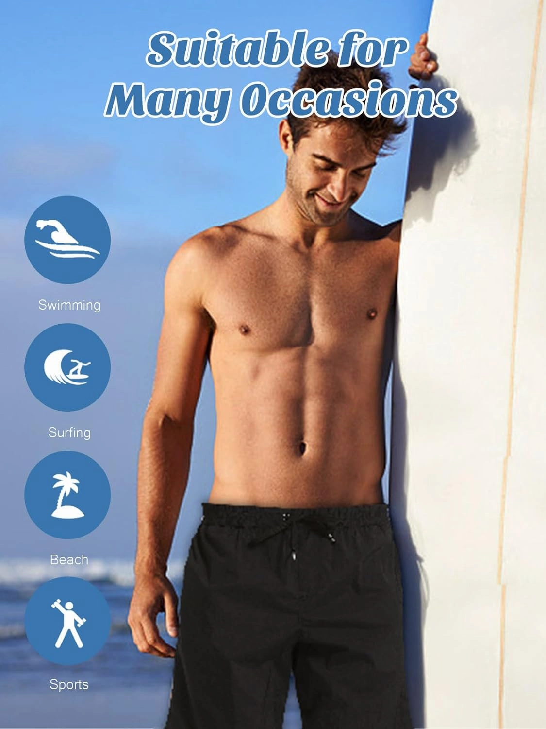 Men's Swim Trunks Quick Dry Bathing Suit Swimming Board Shorts Mesh Lining Beach Swimwear
