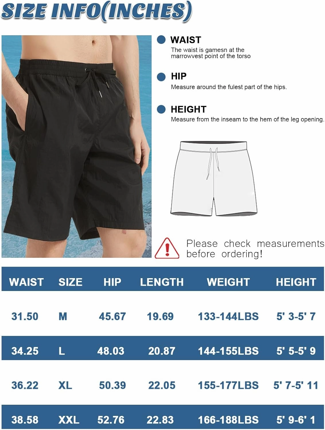 Men's Swim Trunks Quick Dry Bathing Suit Swimming Board Shorts Mesh Lining Beach Swimwear