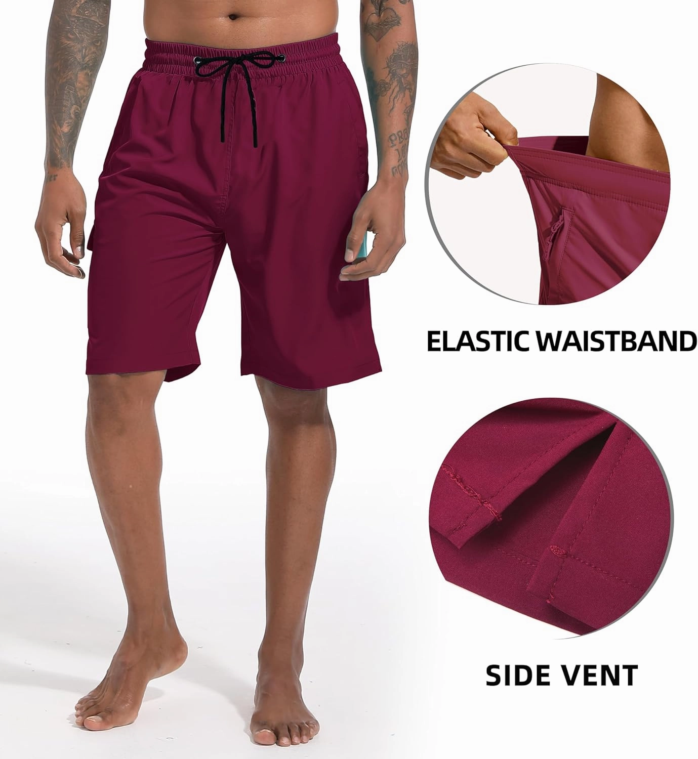 Men's Swim Trunks Quick Dry Board Shorts with Zipper Pockets Beach Shorts Bathing Suits for Men - No Mesh Liner
