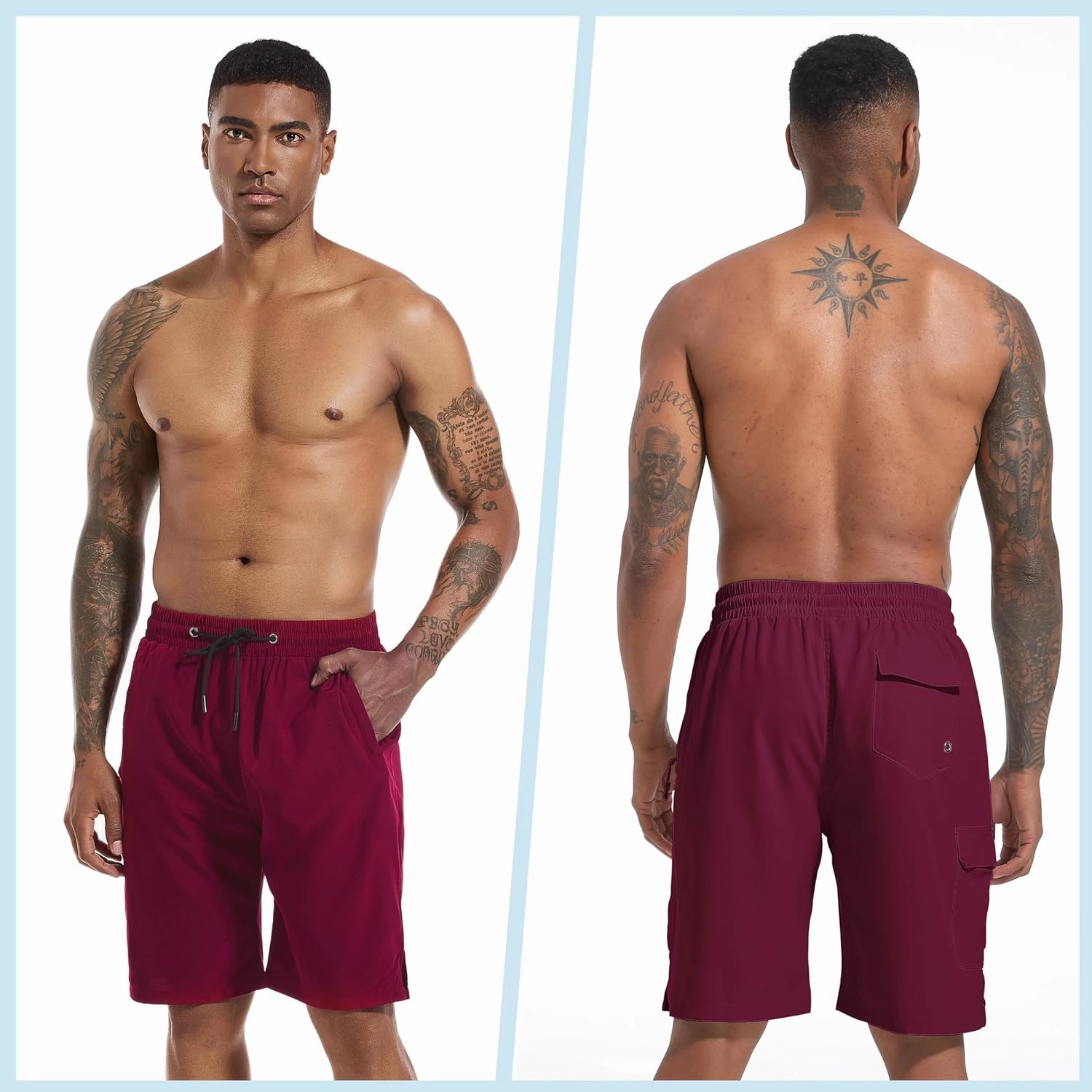 Men's Swim Trunks Quick Dry Board Shorts with Zipper Pockets Beach Shorts Bathing Suits for Men - No Mesh Liner