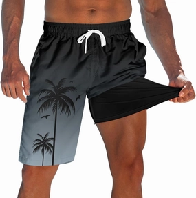 Men's Swim Trunks with Compression Liner 9" Quick Dry Board Shorts