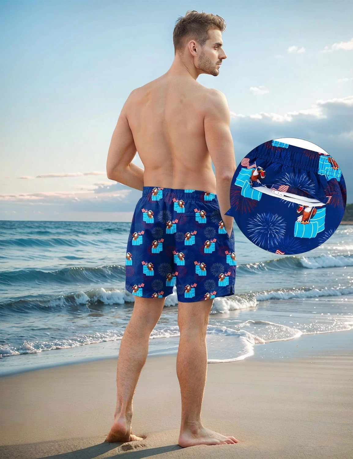 Men Swim Trunks 5.5 Inch Board Shorts 2 in 1 Swimwear with Compression Liner