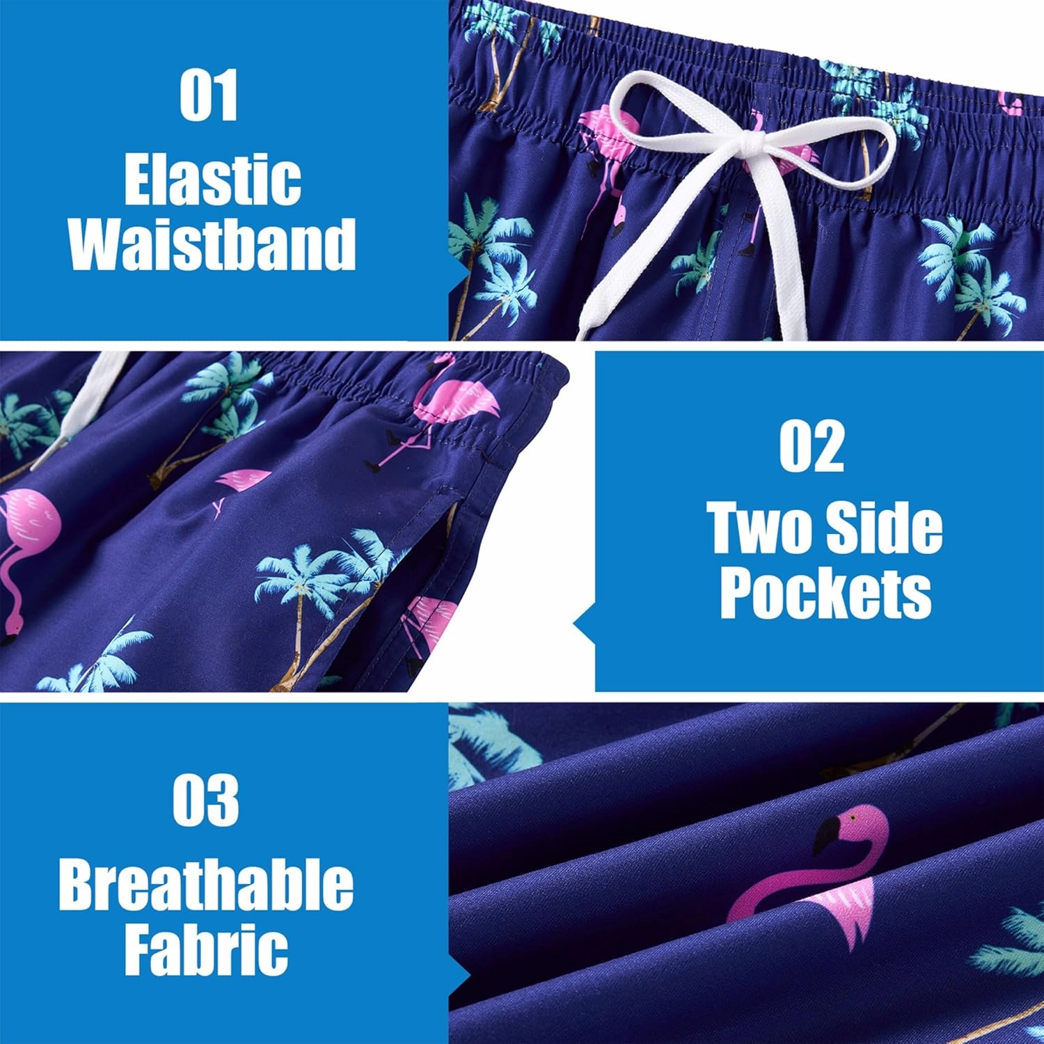 Men Swim Trunks with Compression Liner Men's 2 in 1 Bathing Suits 7 Inch Hawaiian Board Shorts