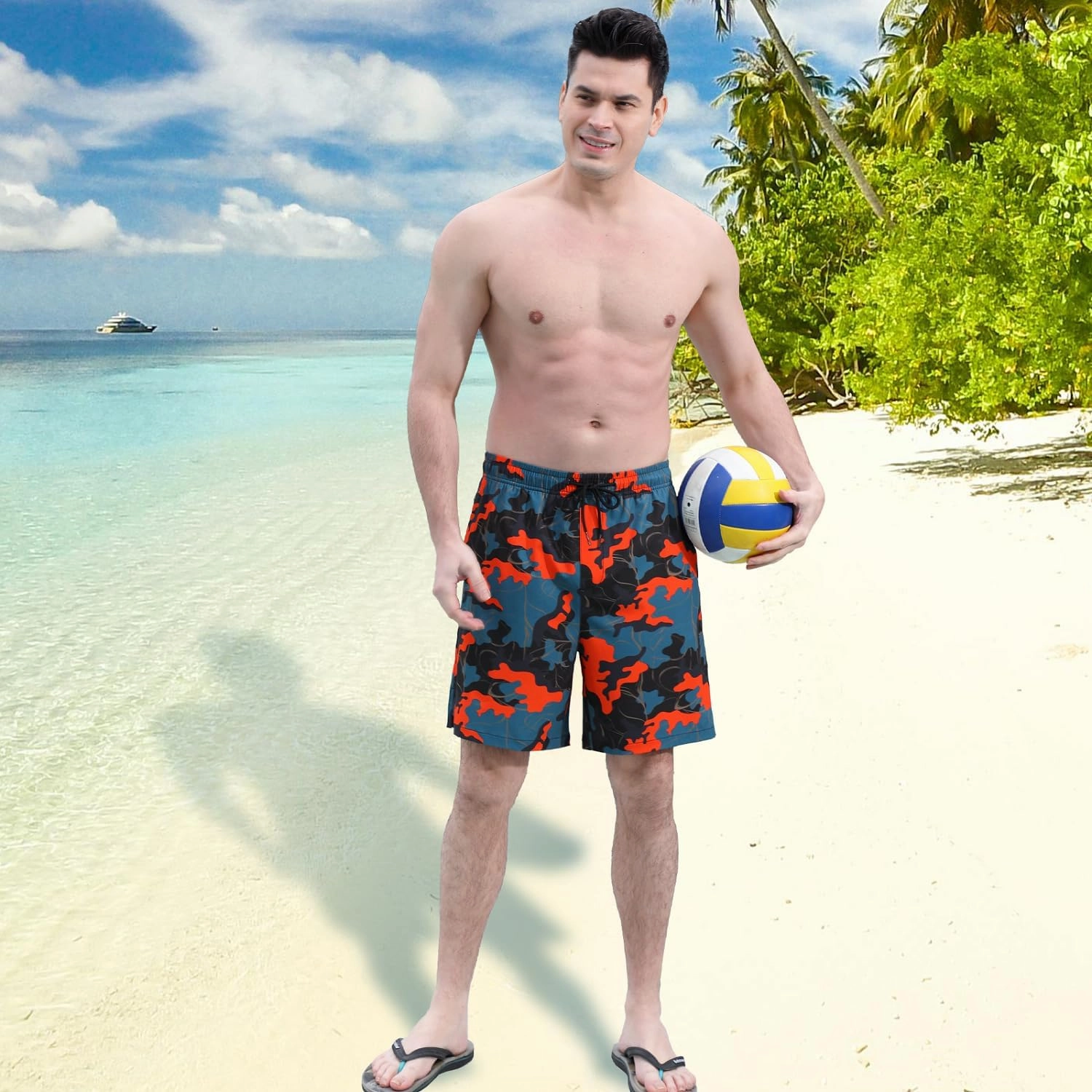 Mens 5/7" Ineseam Swim Trunks with Compression Liner 2 in 1 Bathing Suit Swimwear with Zip Pockets UPF50  Board Shorts