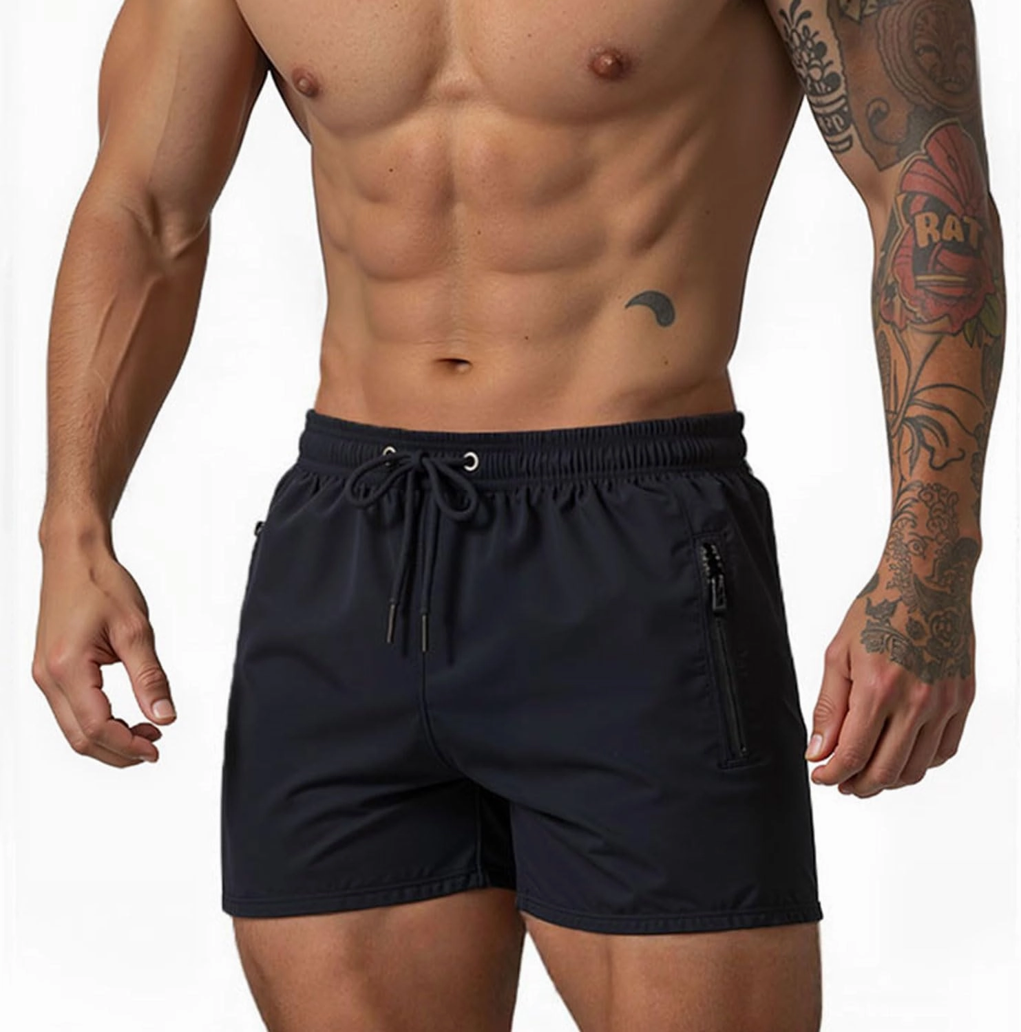 Mens 5" with Zipper Quick Dry Beach Shorts for Swimming Men Bathing Suit