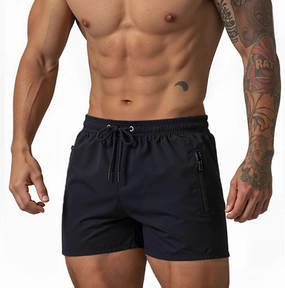 Mens 5" with Zipper Quick Dry Beach Shorts for Swimming Men Bathing Suit
