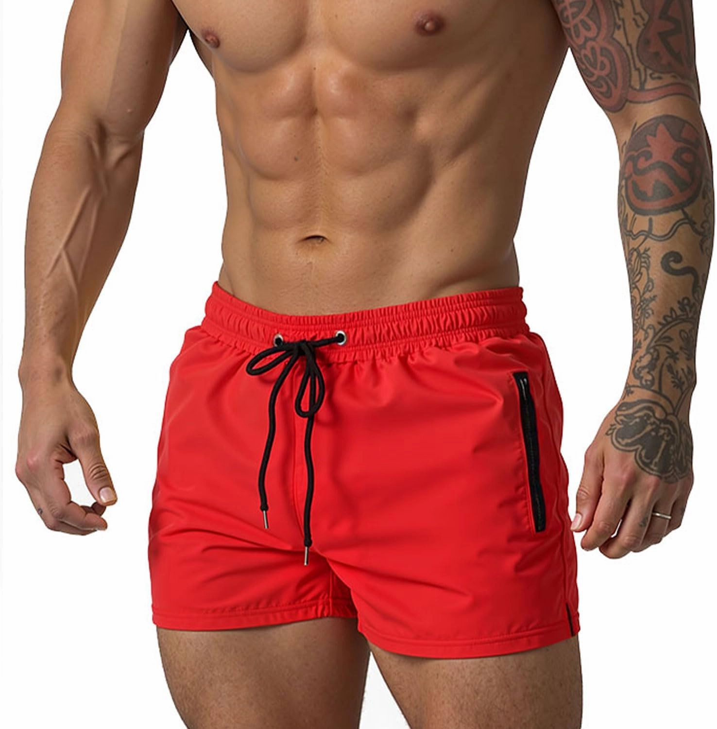 Mens 5" with Zipper Quick Dry Beach Shorts for Swimming Men Bathing Suit