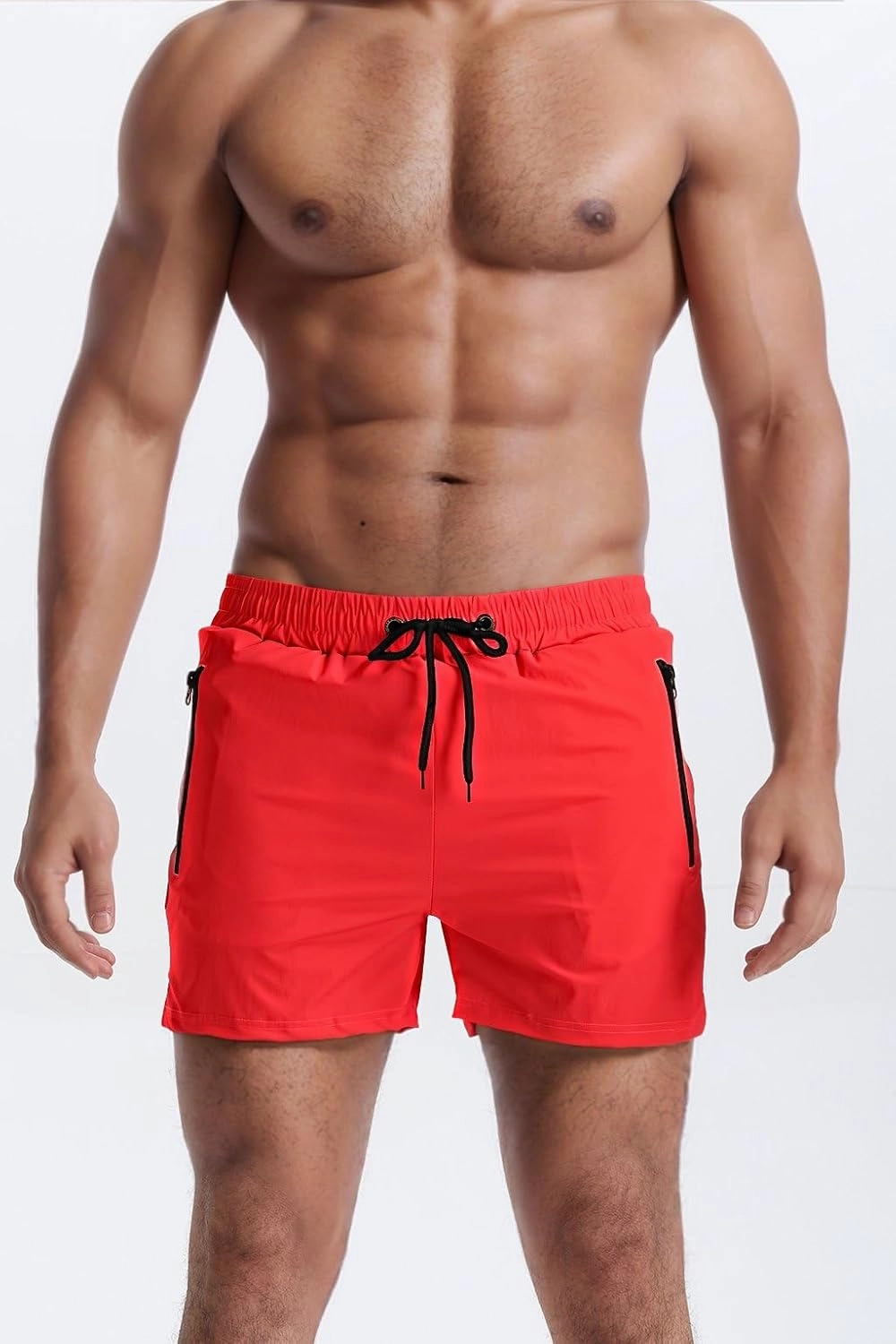 Mens 5" with Zipper Quick Dry Beach Shorts for Swimming Men Bathing Suit