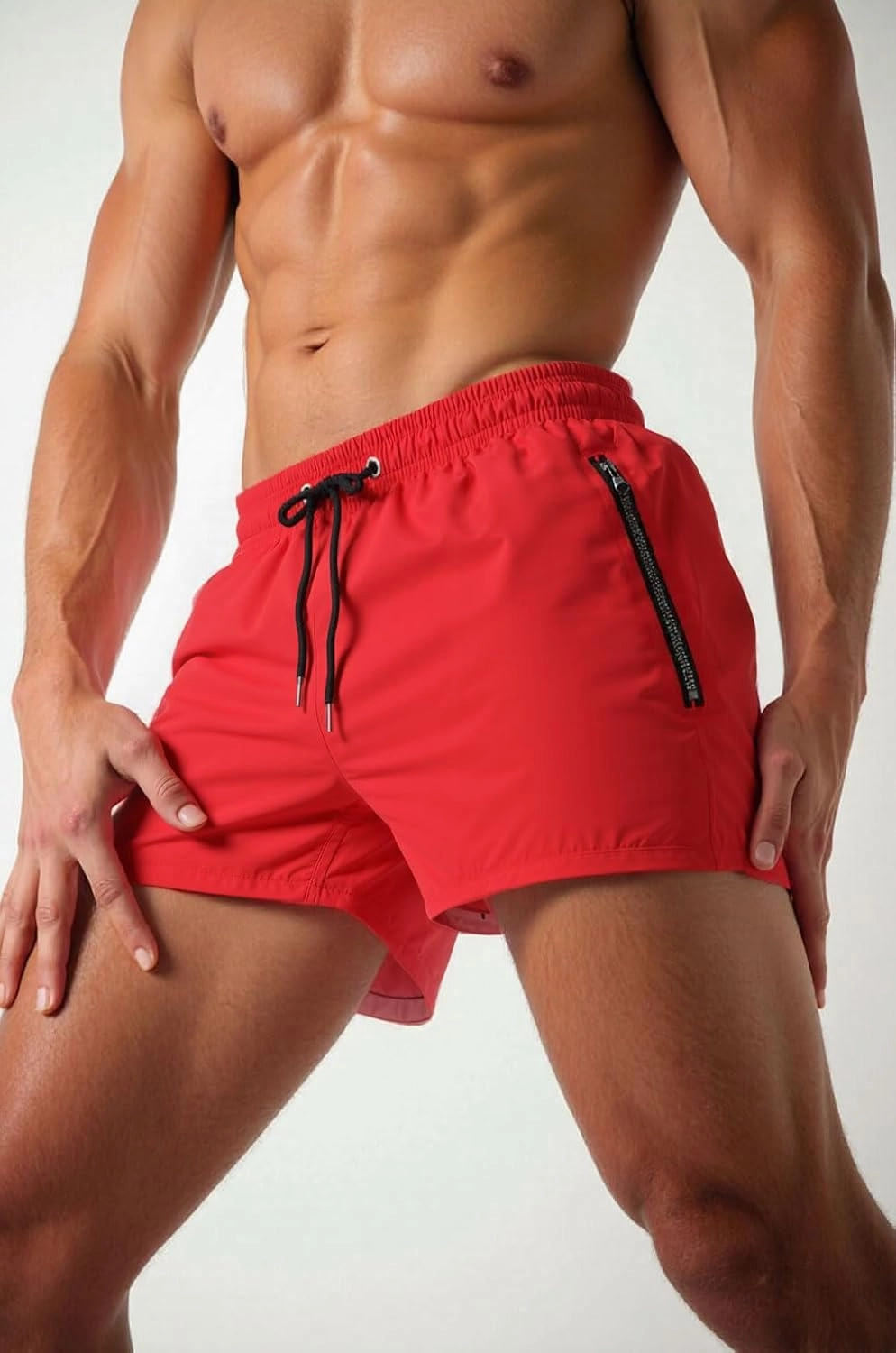 Mens 5" with Zipper Quick Dry Beach Shorts for Swimming Men Bathing Suit