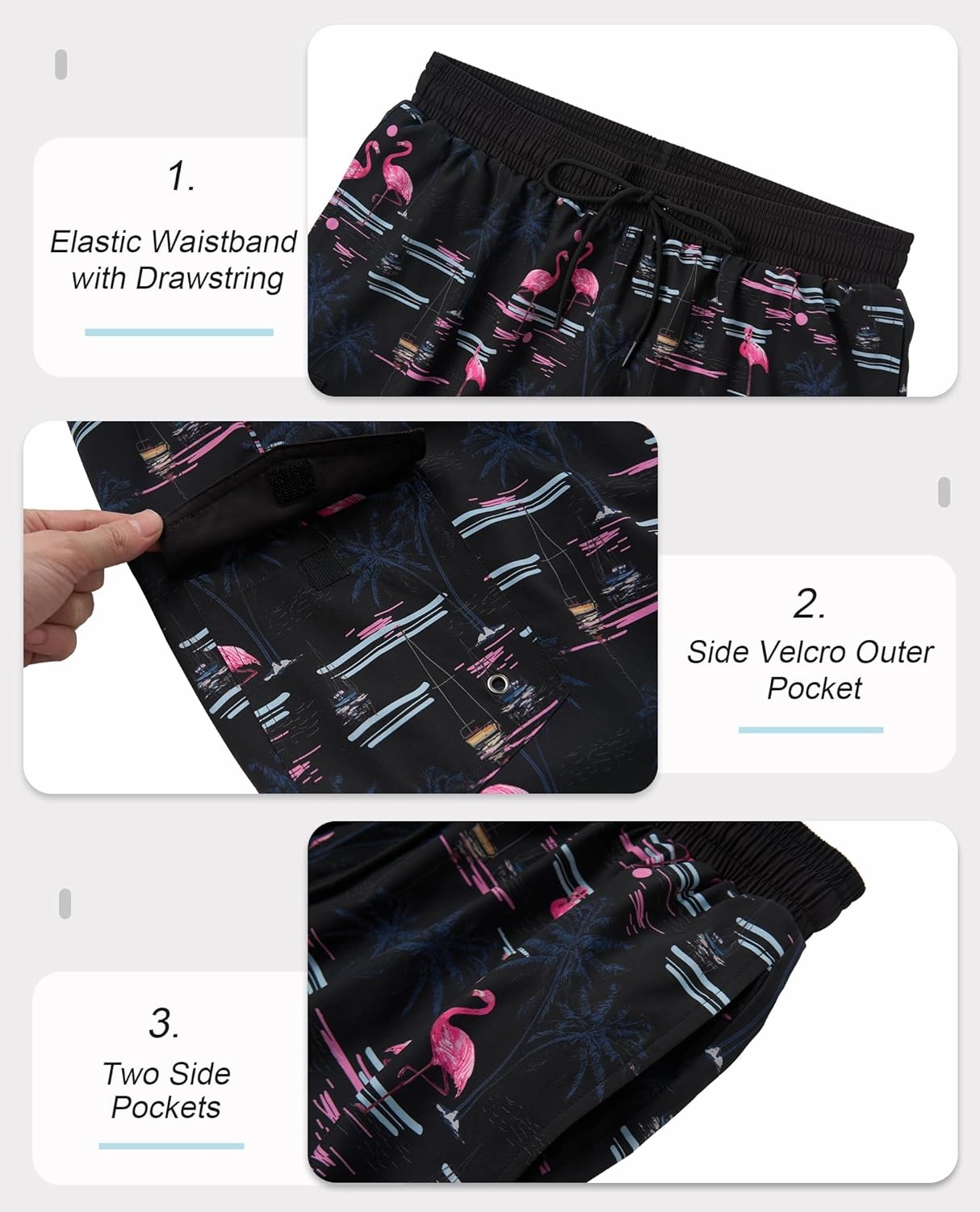 Mens 9 inch Swim Trunks with Compression Liner Quick Dry 2 in 1 Swimming Shorts with Pockets Bathing Suits Swimsuit