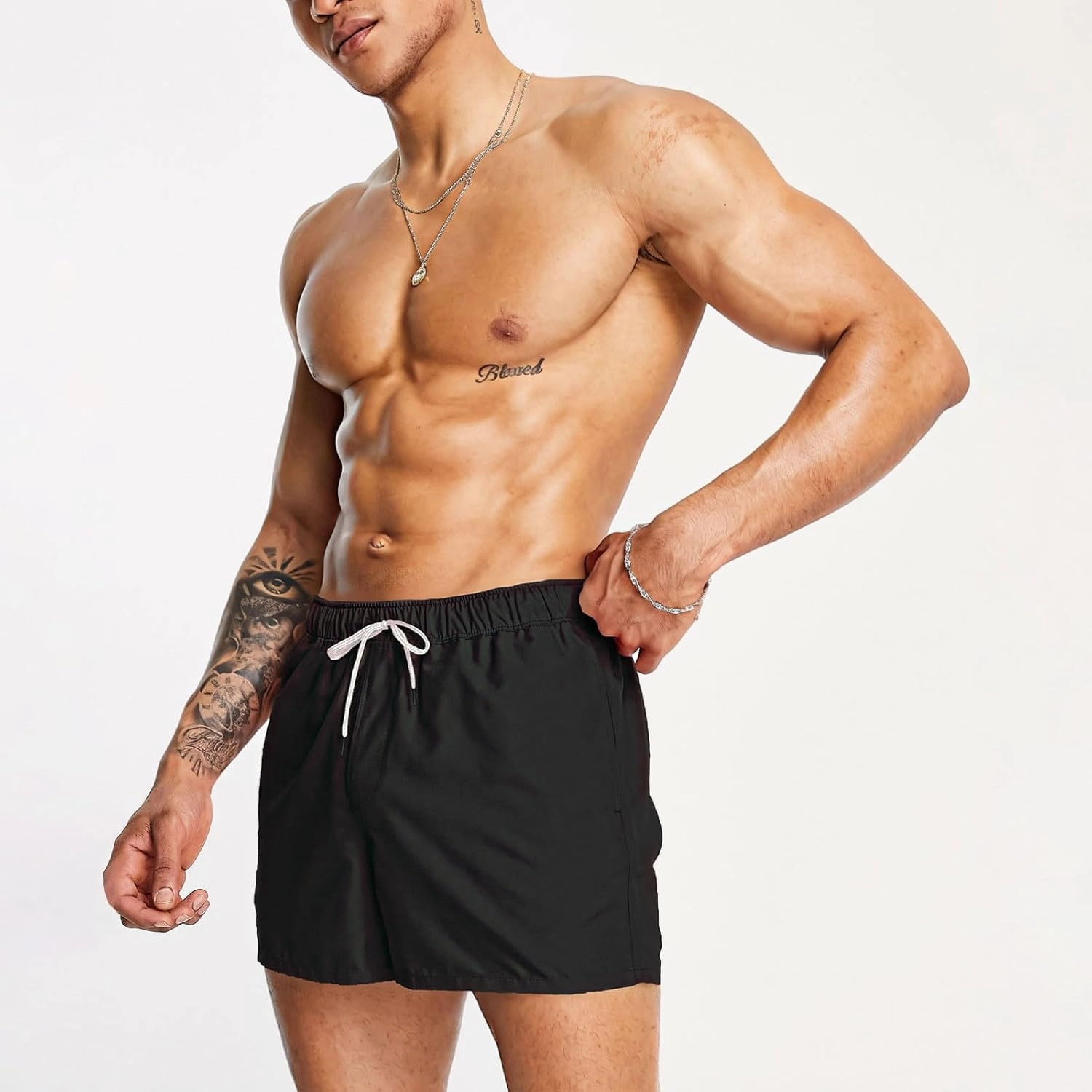 Mens Swim Trunks 5" with Mesh Lining Quick Dry Beach Shorts for Swimming Men Bathing Suit