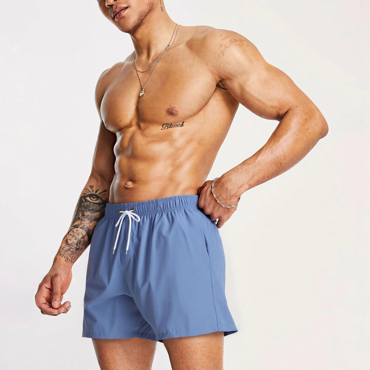 Mens Swim Trunks 5" with Mesh Lining Quick Dry Beach Shorts for Swimming Men Bathing Suit