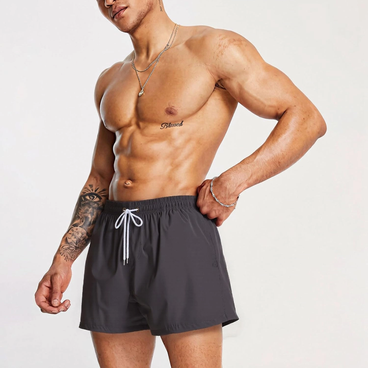 Mens Swim Trunks 5" with Mesh Lining Quick Dry Beach Shorts for Swimming Men Bathing Suit