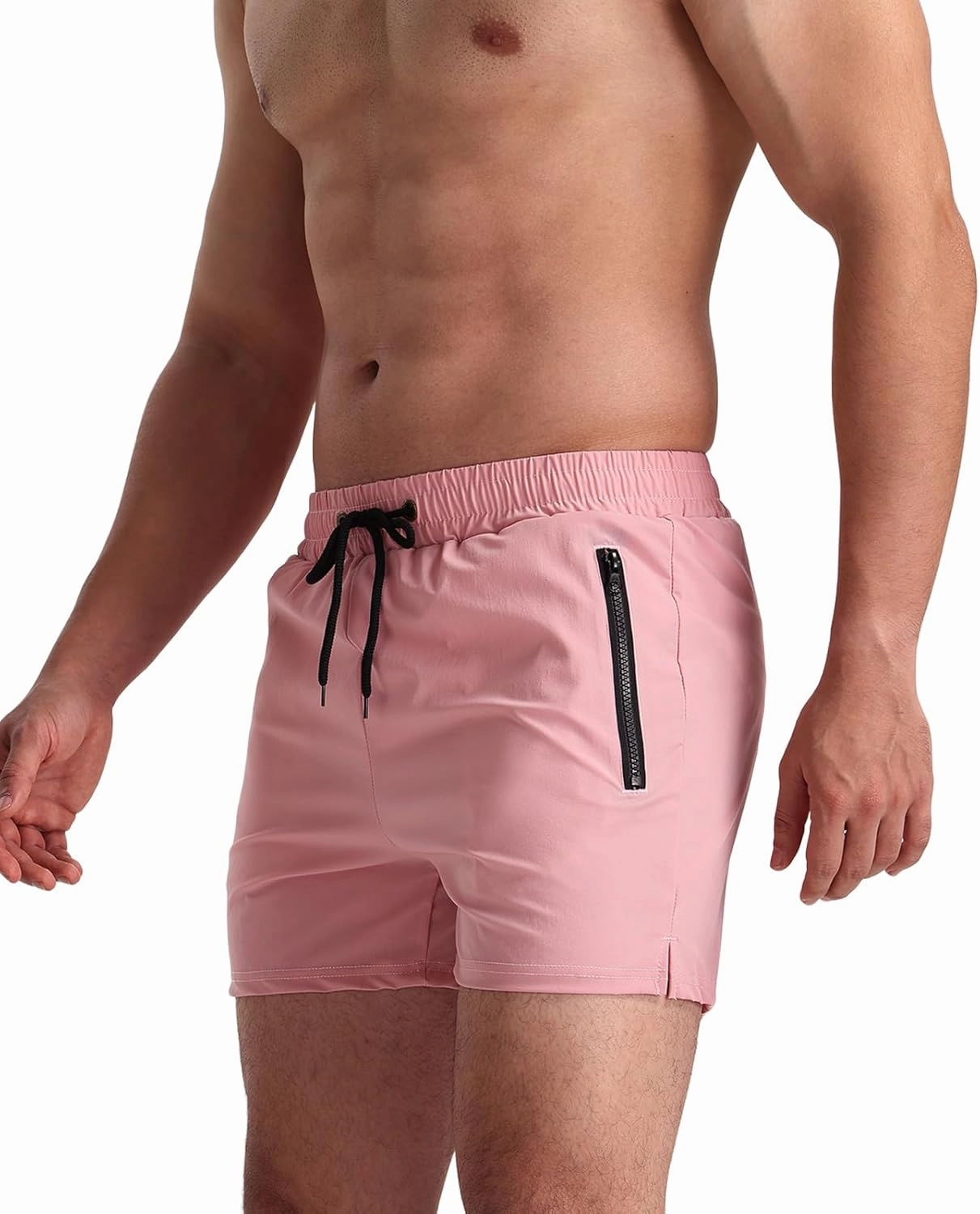 Mens Swim Trunks 5" with Mesh Lining Quick Dry Beach Shorts with Zipper Pockets Sports Swimming Trunks for Men