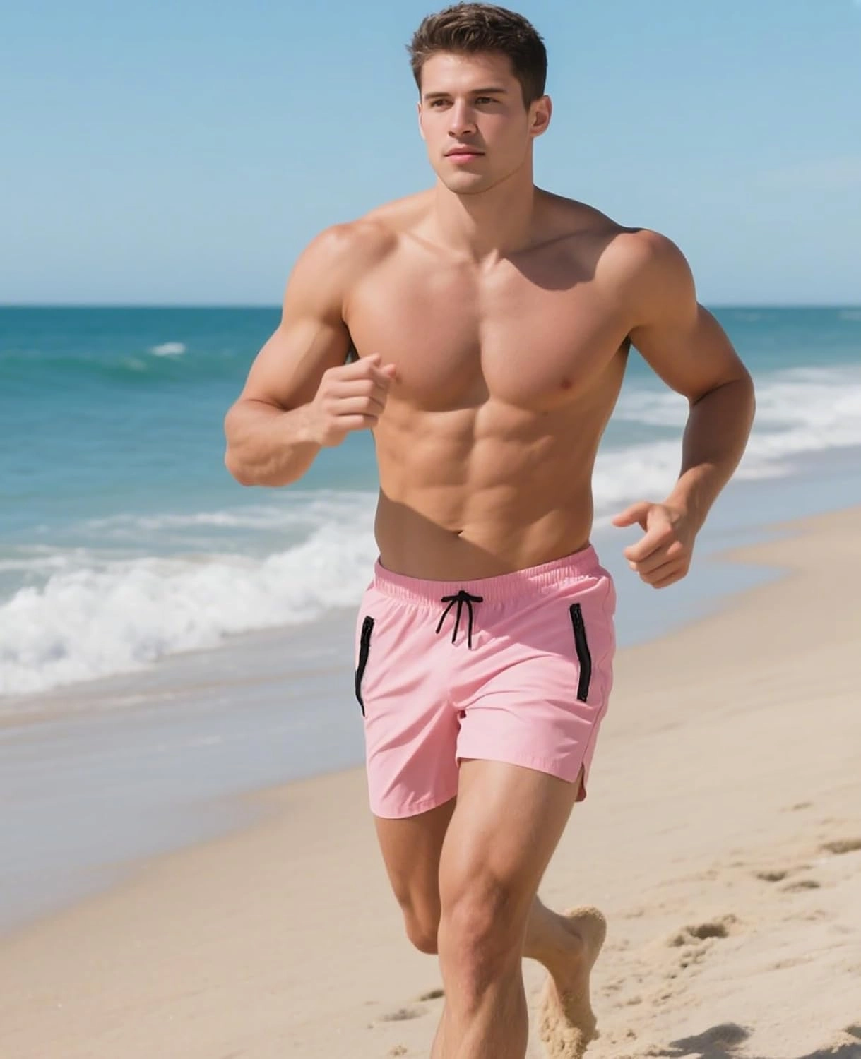 Mens Swim Trunks 5" with Mesh Lining Quick Dry Beach Shorts with Zipper Pockets Sports Swimming Trunks for Men