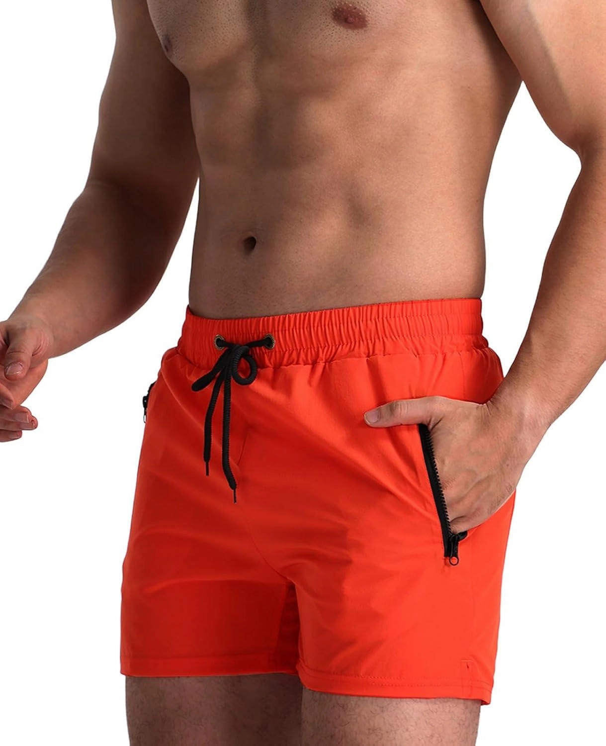Mens Swim Trunks 5" with Mesh Lining Quick Dry Beach Shorts with Zipper Pockets Sports Swimming Trunks for Men