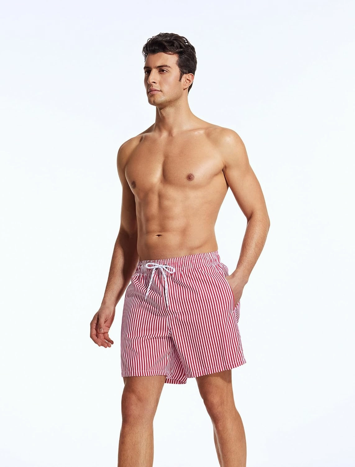 Mens Swim Trunks 6 Inch Inseam Mesh Lining Bathing Suits Quick Dry Beach Shorts Swimsuits Swimwear with Pockets