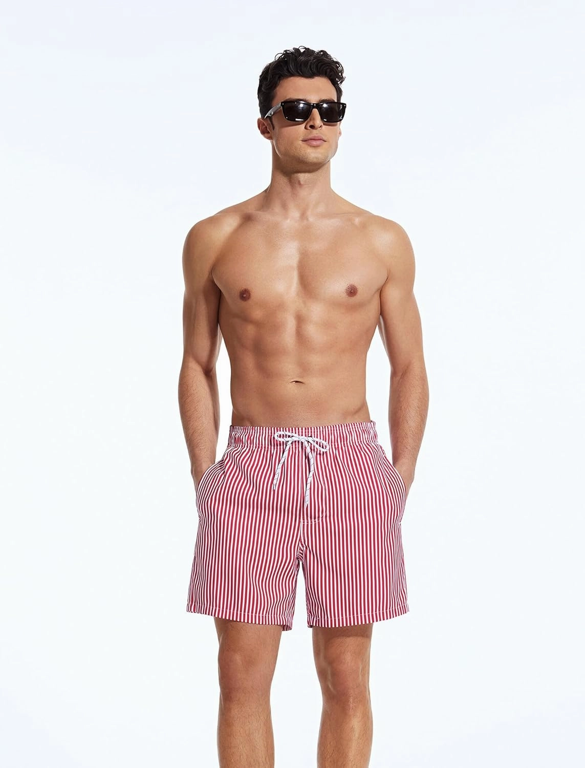 Mens Swim Trunks 6 Inch Inseam Mesh Lining Bathing Suits Quick Dry Beach Shorts Swimsuits Swimwear with Pockets