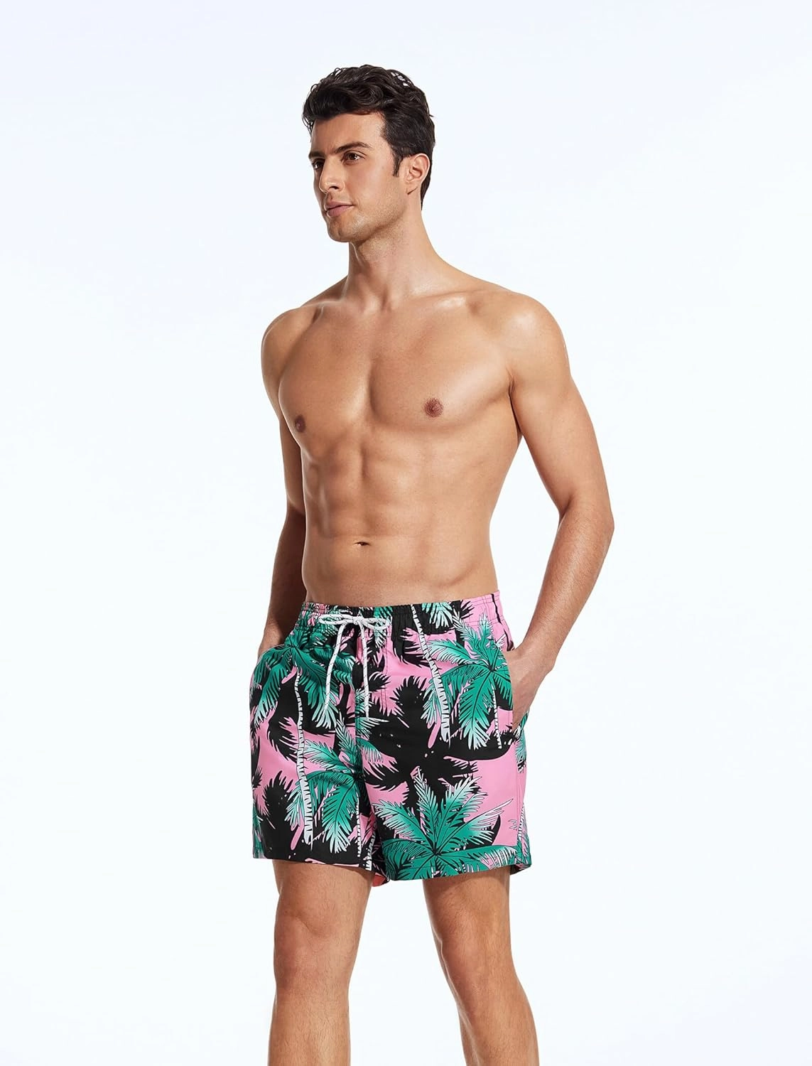 Mens Swim Trunks 6 Inch Inseam Mesh Lining Bathing Suits Quick Dry Beach Shorts Swimsuits Swimwear with Pockets