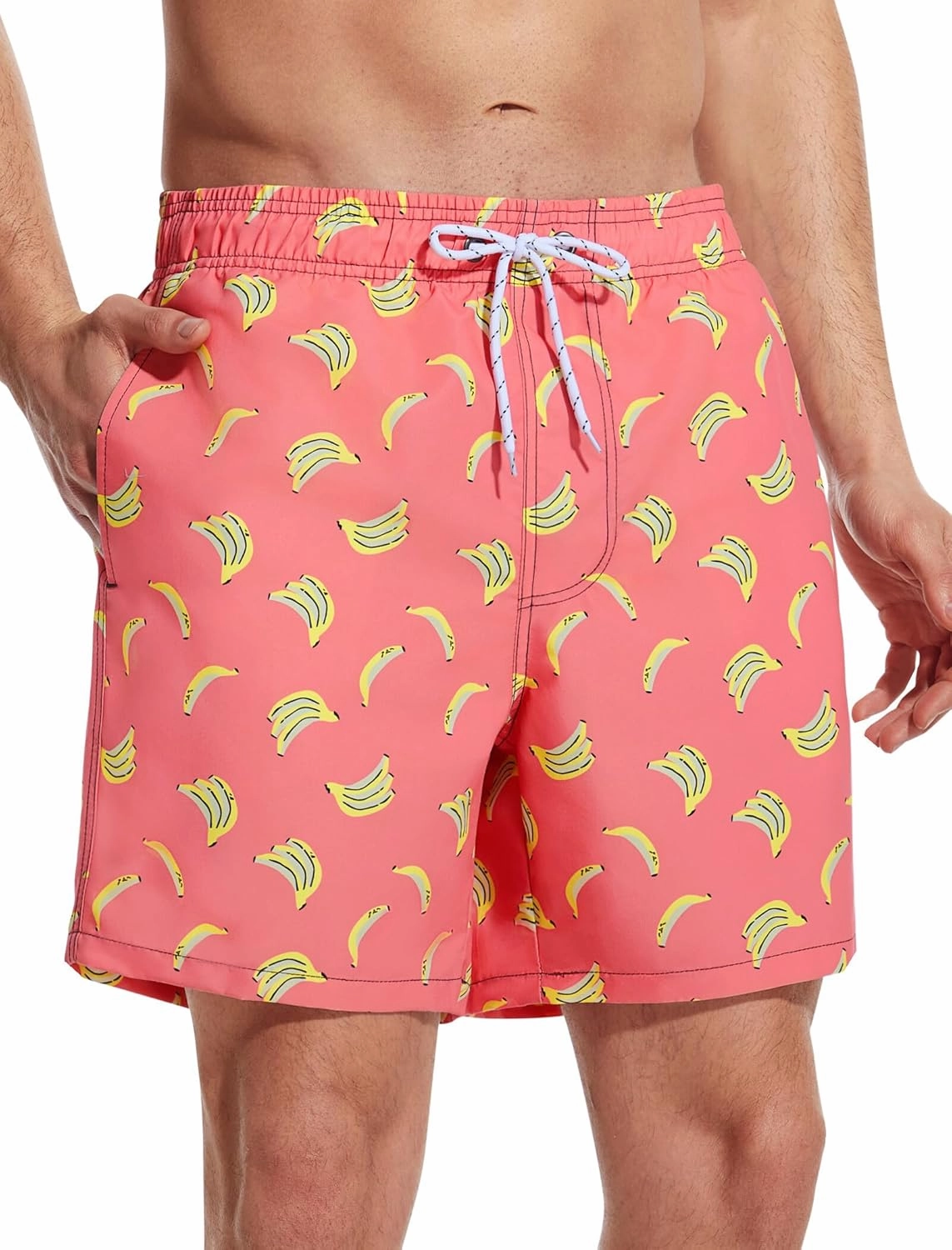 Mens Swim Trunks 6 Inch Inseam Mesh Lining Bathing Suits Quick Dry Beach Shorts Swimsuits Swimwear with Pockets
