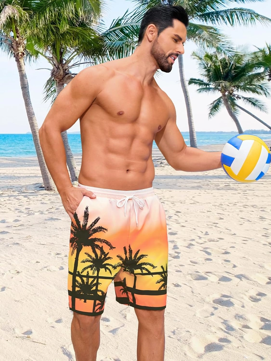 Mens Swim Trunks 7 Inch 9 Inch Quick Dry Board Shorts Swimwear Bathing Suit Beach Swim Shorts with Pockets
