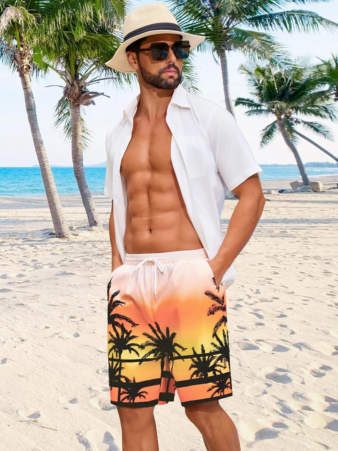 Mens Swim Trunks 7 Inch 9 Inch Quick Dry Board Shorts Swimwear Bathing Suit Beach Swim Shorts with Pockets