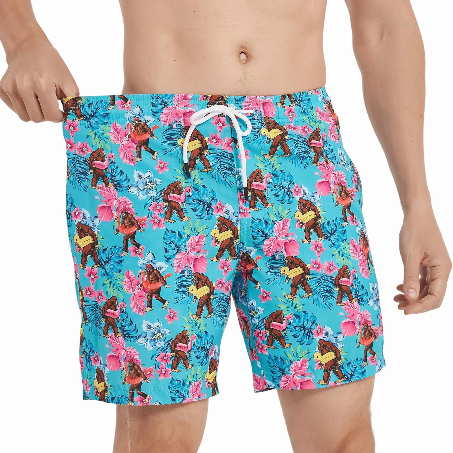 Mens Swim Trunks 7 Inch Inseam Board Shorts with Compression Liner Swimsuit Bathing Suit Quick Dry