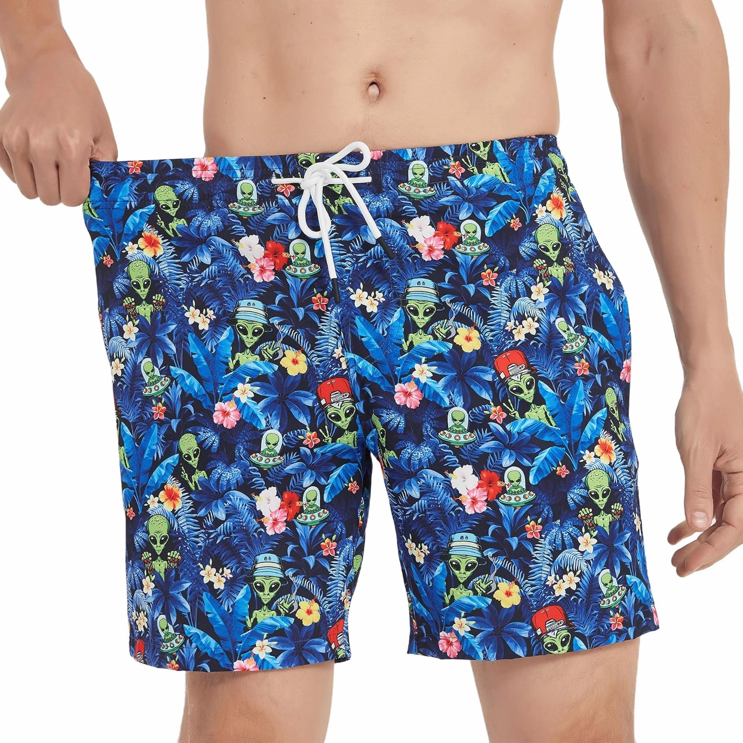 Mens Swim Trunks 7 Inch Inseam Board Shorts with Compression Liner Swimsuit Bathing Suit Quick Dry