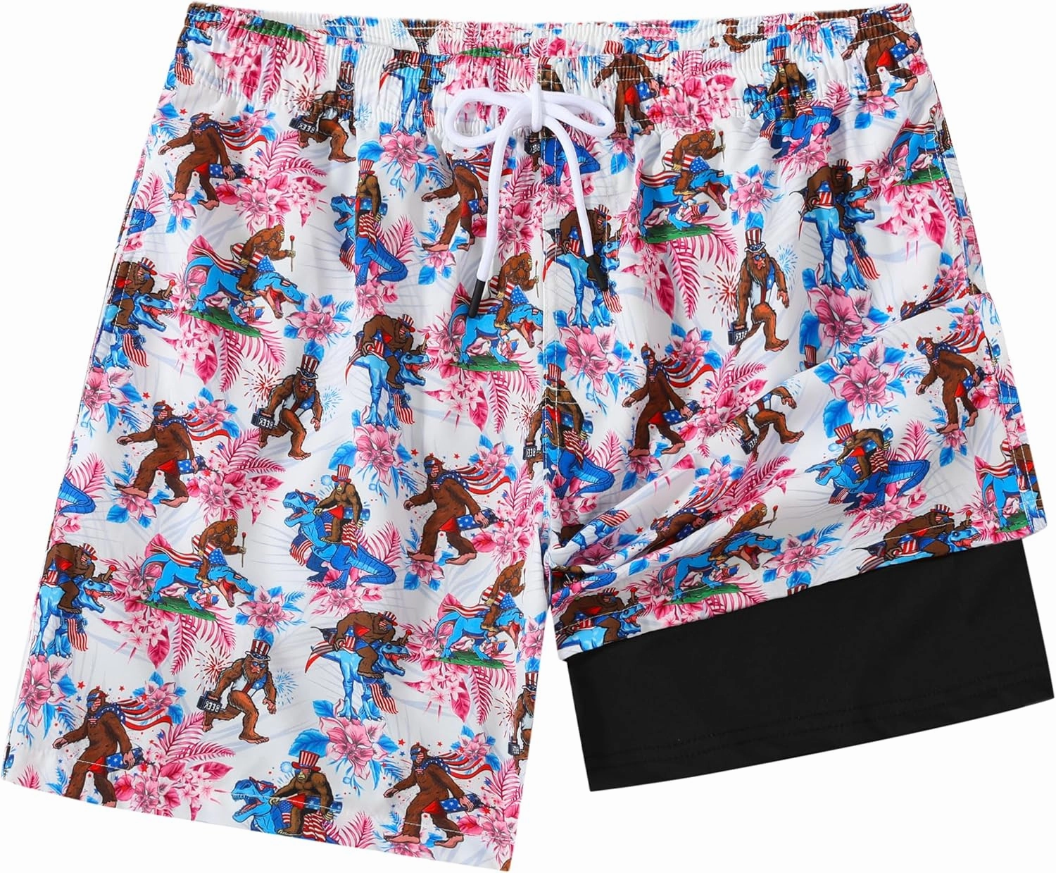Mens Swim Trunks 7 Inch Inseam Board Shorts with Compression Liner Swimsuit Bathing Suit Quick Dry