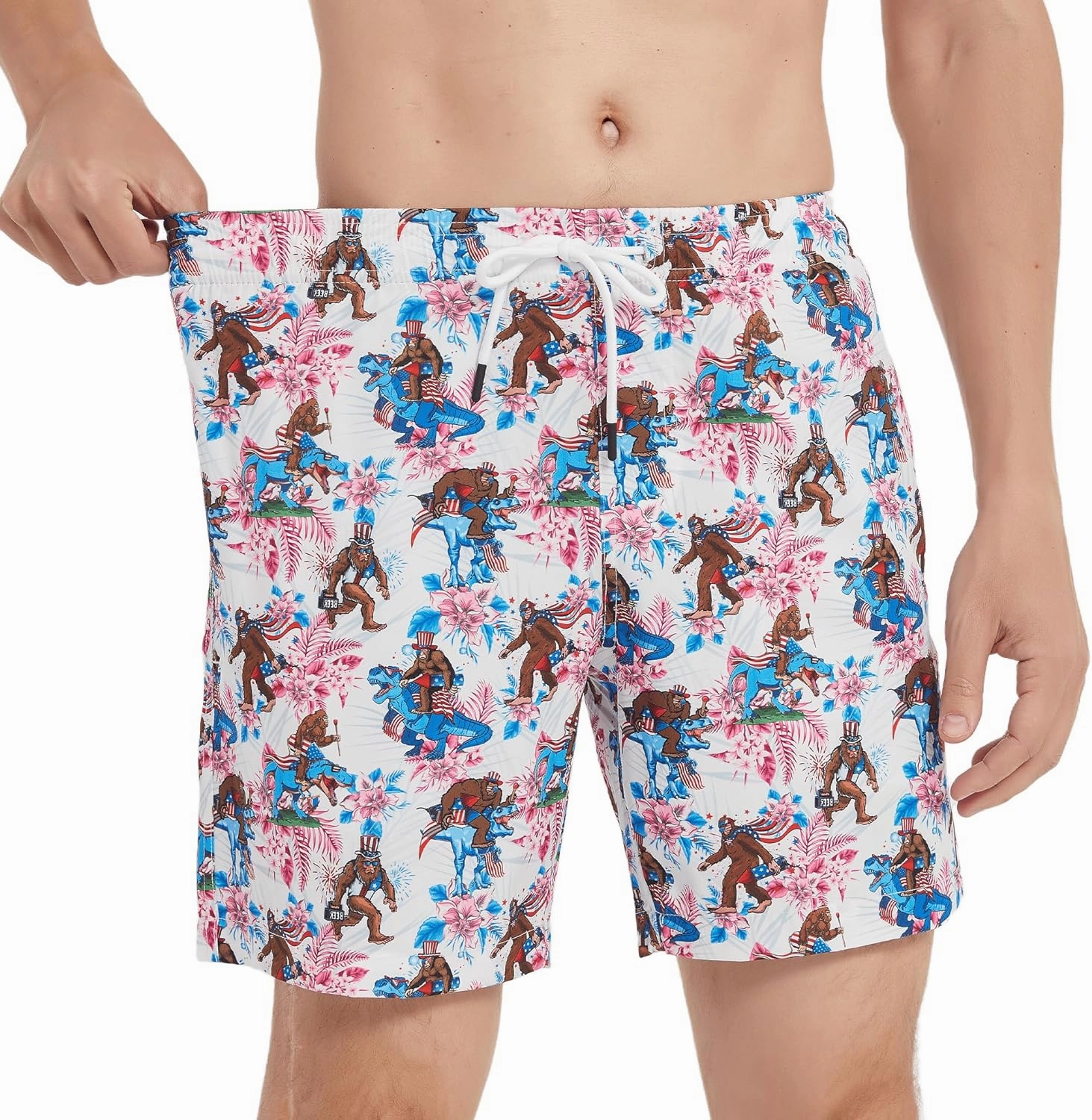 Mens Swim Trunks 7 Inch Inseam Board Shorts with Compression Liner Swimsuit Bathing Suit Quick Dry