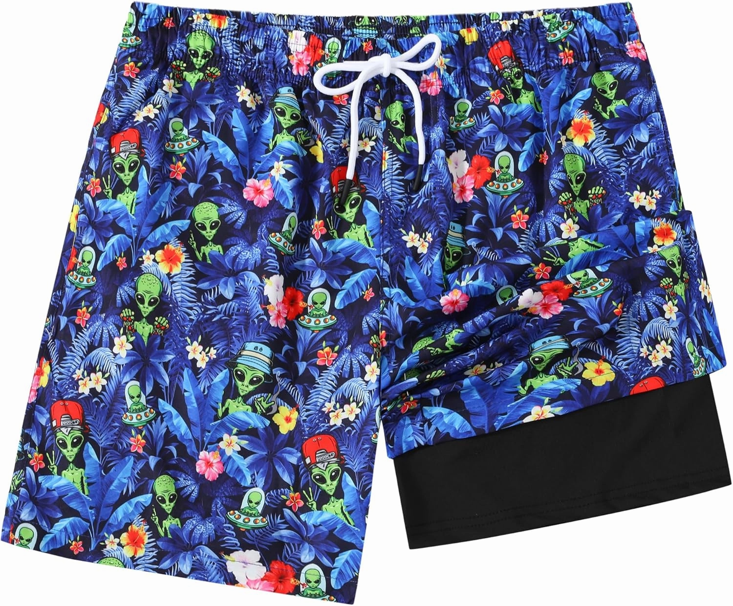 Mens Swim Trunks 7 Inch Inseam Board Shorts with Compression Liner Swimsuit Bathing Suit Quick Dry