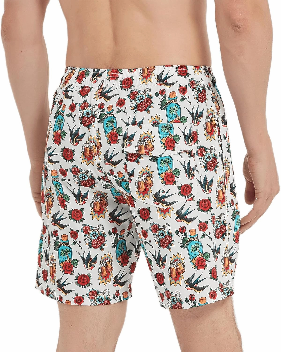 Mens Swim Trunks 7 Inch Inseam Board Shorts with Compression Liner Swimsuit Bathing Suit Quick Dry