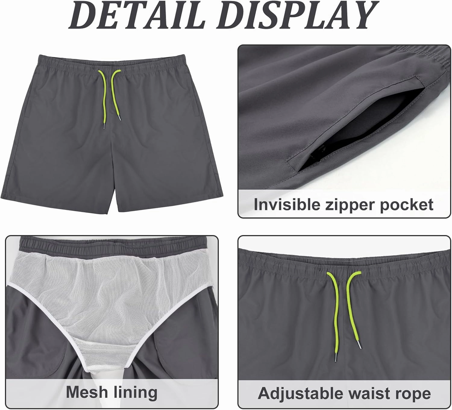 Mens Swim Trunks 7" Quick Dry Swim Shorts Swimsuit Swimming Trunks Swimwear with Pockets