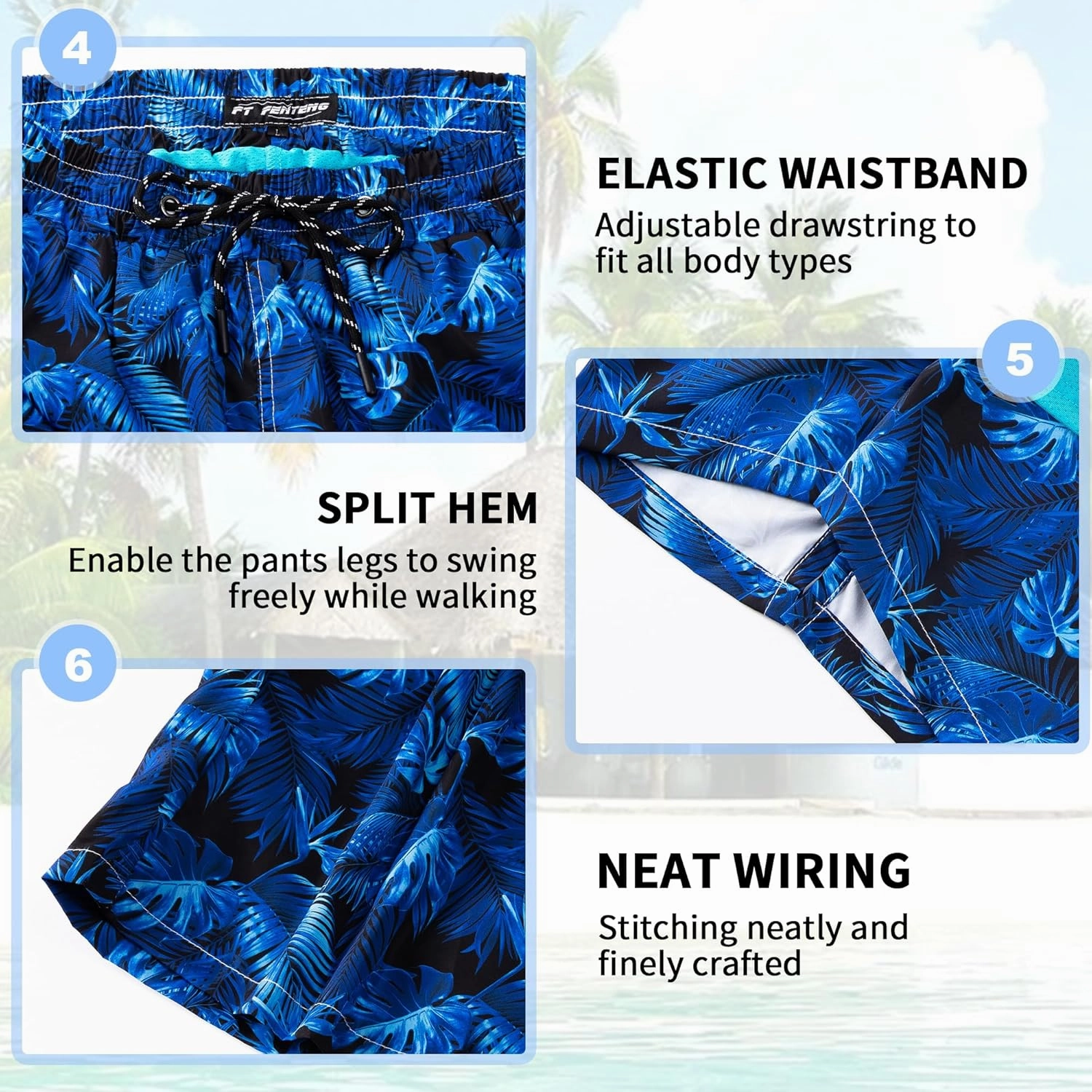 Mens Swim Trunks 9" Board Shorts with Compression Liner Swimsuit Built-in Bathing Suit Quick Dry Swimwear Zipper Pocket