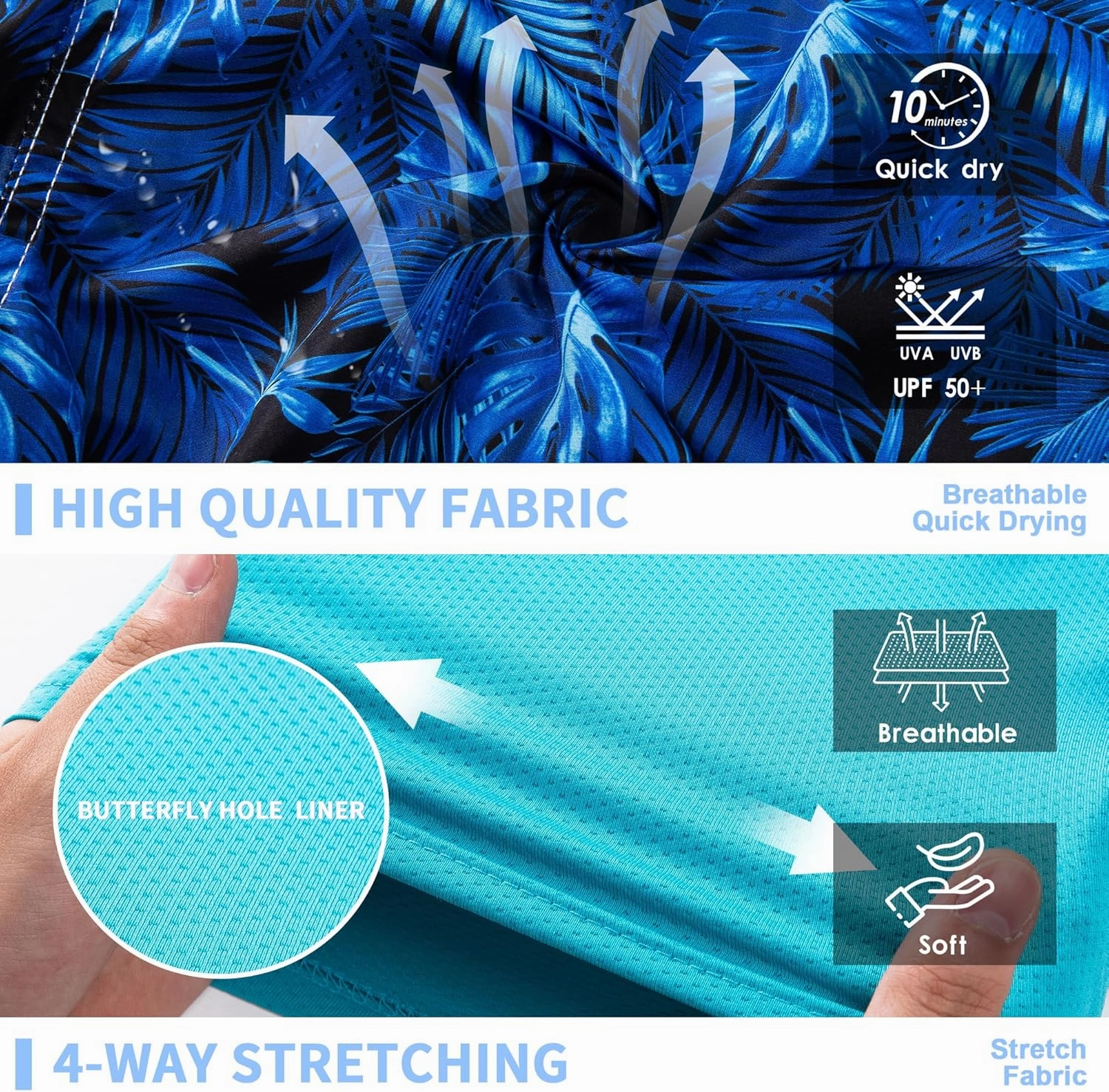 Mens Swim Trunks 9" Board Shorts with Compression Liner Swimsuit Built-in Bathing Suit Quick Dry Swimwear Zipper Pocket