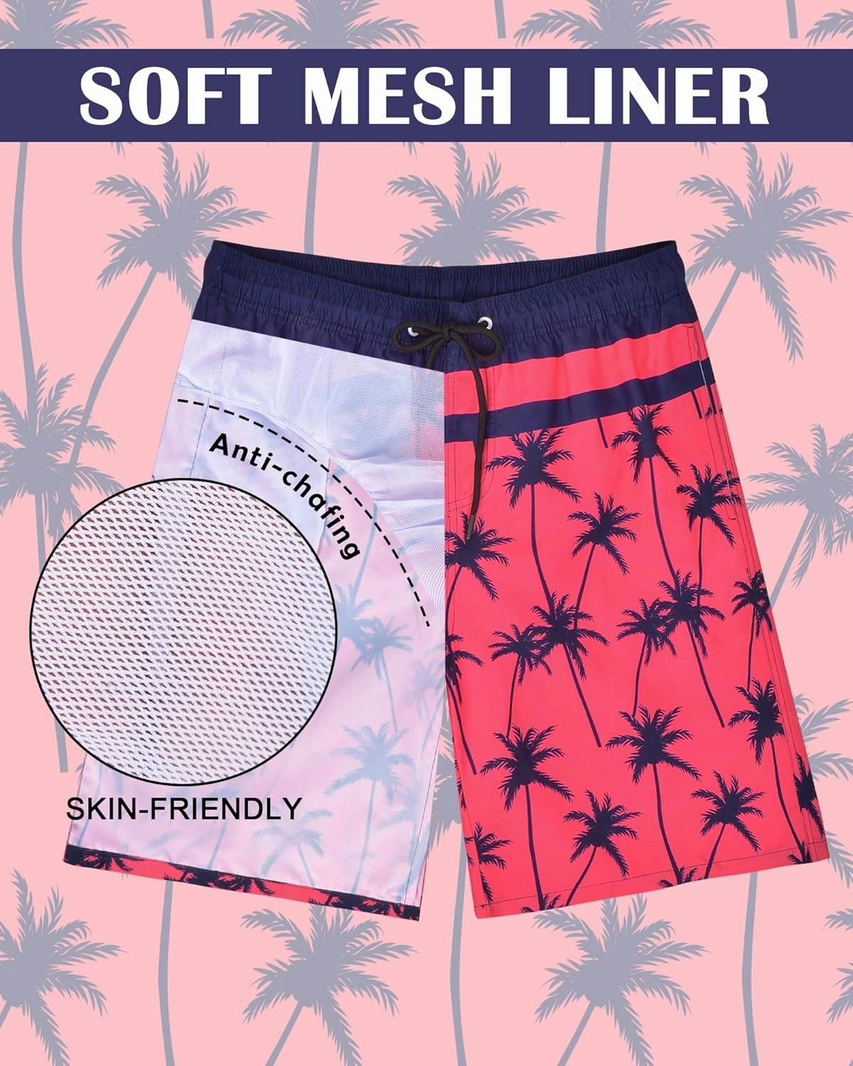 Mens Swim Trunks Bathing Suit 9" Board Shorts Quick Dry Swim Shorts Men Swimwear Mesh Lining Beach Swimsuit