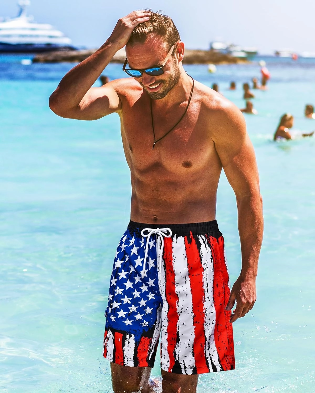 Mens Swim Trunks Bathing Suit 9" Board Shorts Quick Dry Swim Shorts Men Swimwear Mesh Lining Beach Swimsuit