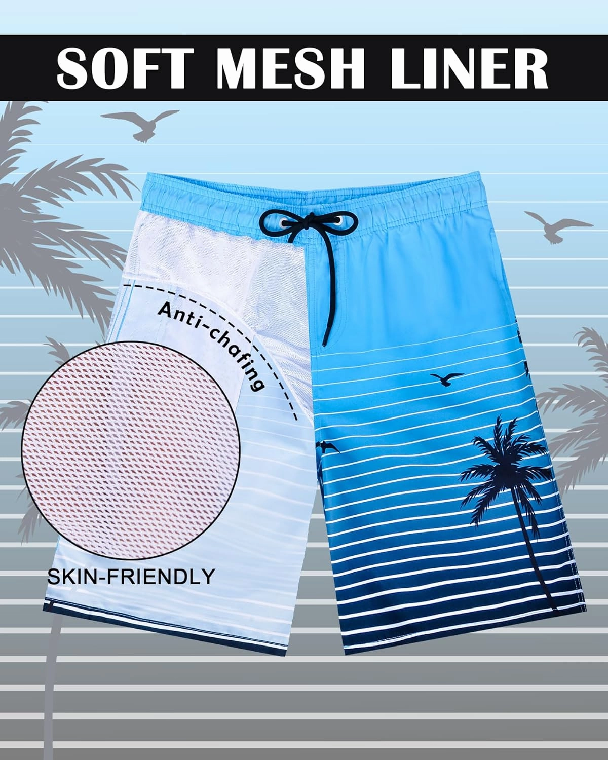 Mens Swim Trunks Bathing Suit 9" Board Shorts Quick Dry Swim Shorts Men Swimwear Mesh Lining Beach Swimsuit