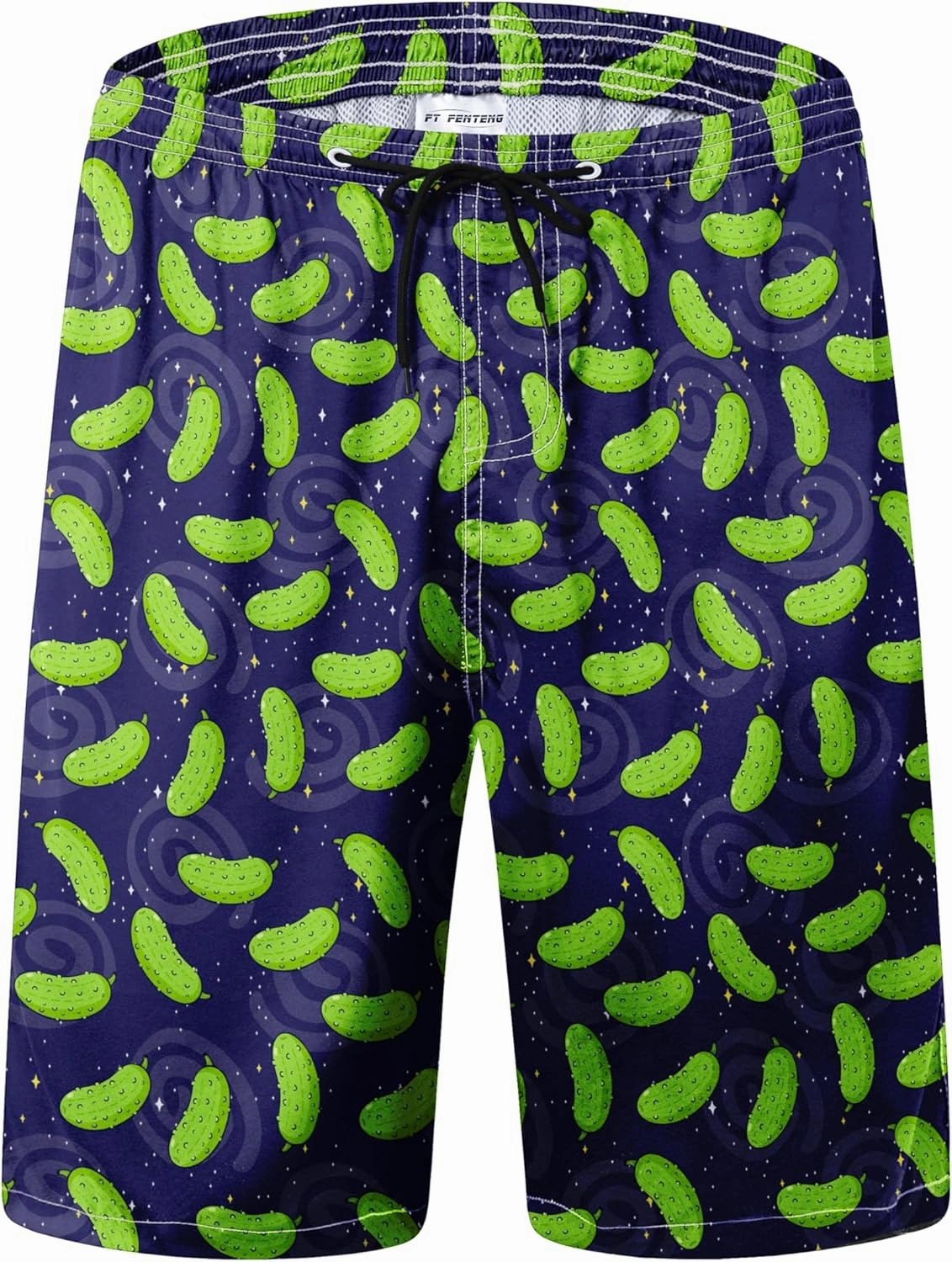 Mens Swim Trunks Quick Dry Board Shorts with Mesh Lining, Breathable Fit Print Beach Shorts Swimwear Bathing Suits