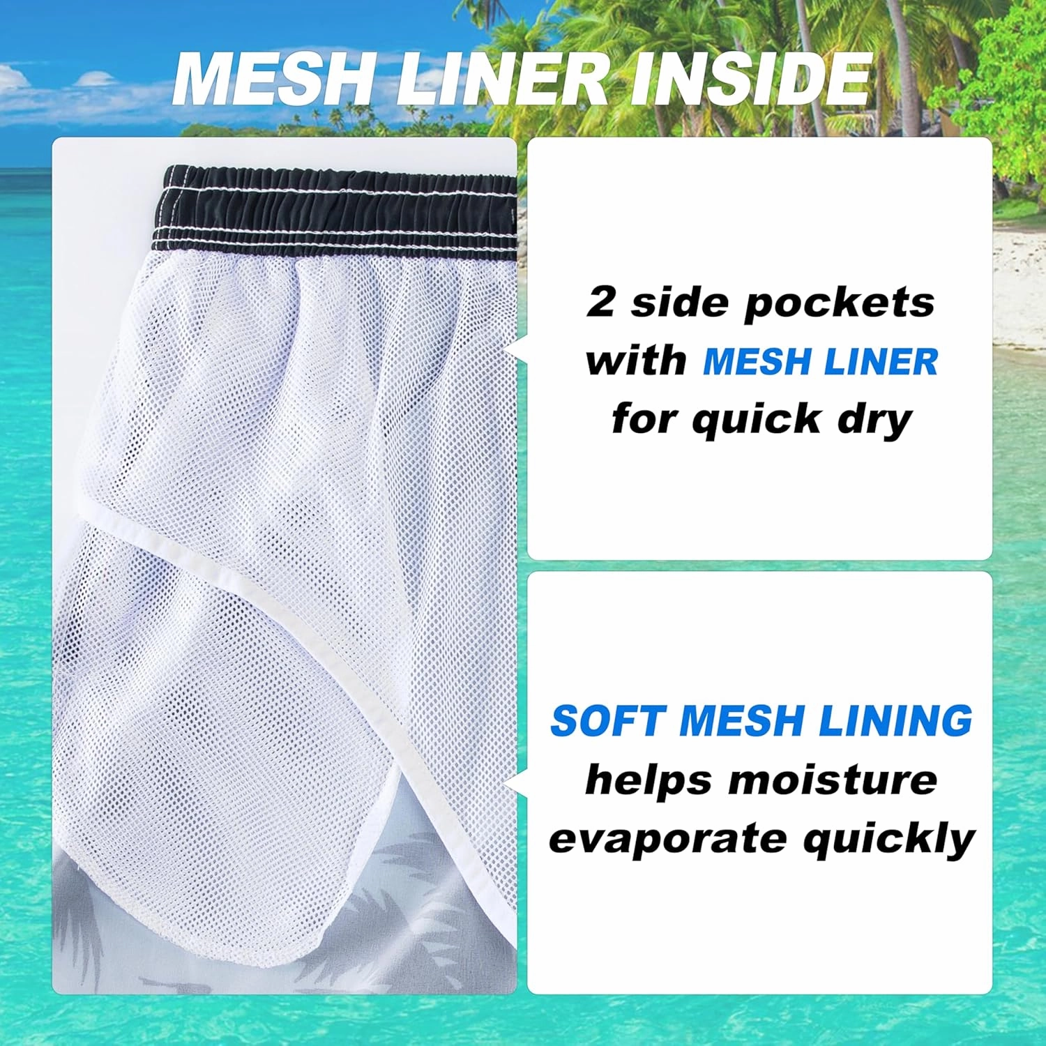 Mens Swim Trunks Quick Dry Board Shorts with Mesh Lining, Breathable Fit Print Beach Shorts Swimwear Bathing Suits