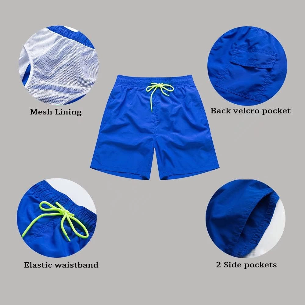 Mens Swim Trunks Quick Dry Boardshorts with Mesh Lining Above Knee Swimwear Bathing Suits