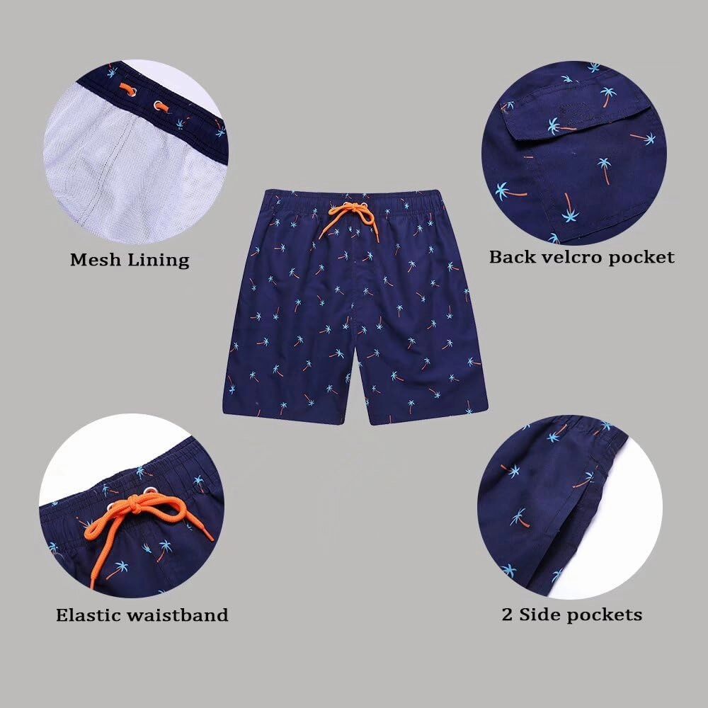 Mens Swim Trunks Quick Dry Boardshorts with Mesh Lining Above Knee Swimwear Bathing Suits
