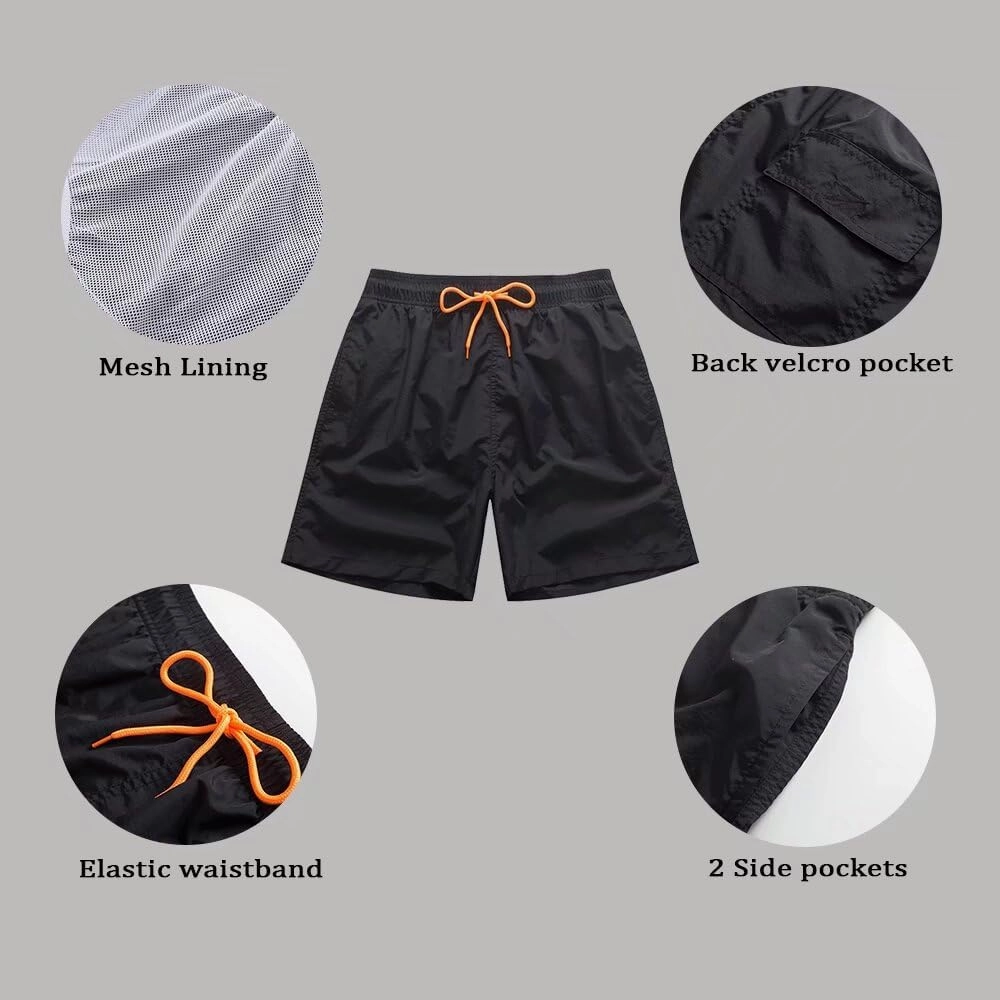 Mens Swim Trunks Quick Dry Boardshorts with Mesh Lining Above Knee Swimwear Bathing Suits