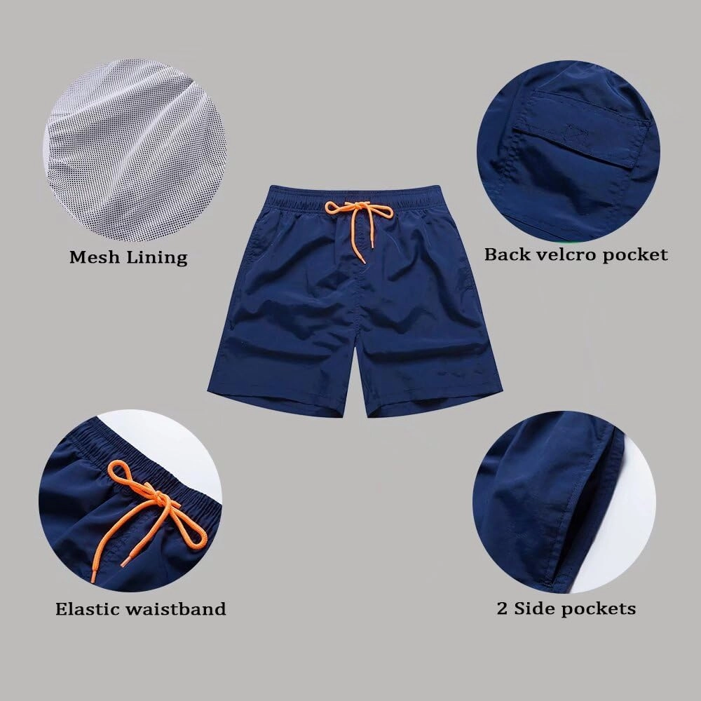 Mens Swim Trunks Quick Dry Boardshorts with Mesh Lining Above Knee Swimwear Bathing Suits