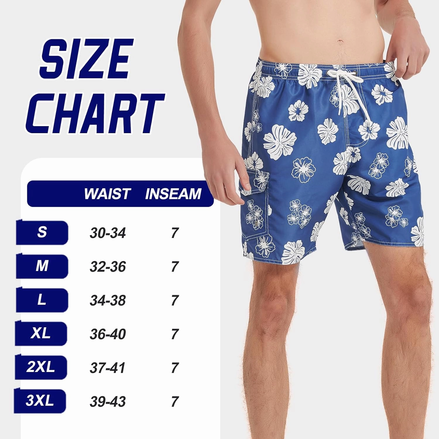 Mens Swim Trunks Swim Shorts Swimwear Quick Dry 7 Swimming Trunks with Mesh Lining