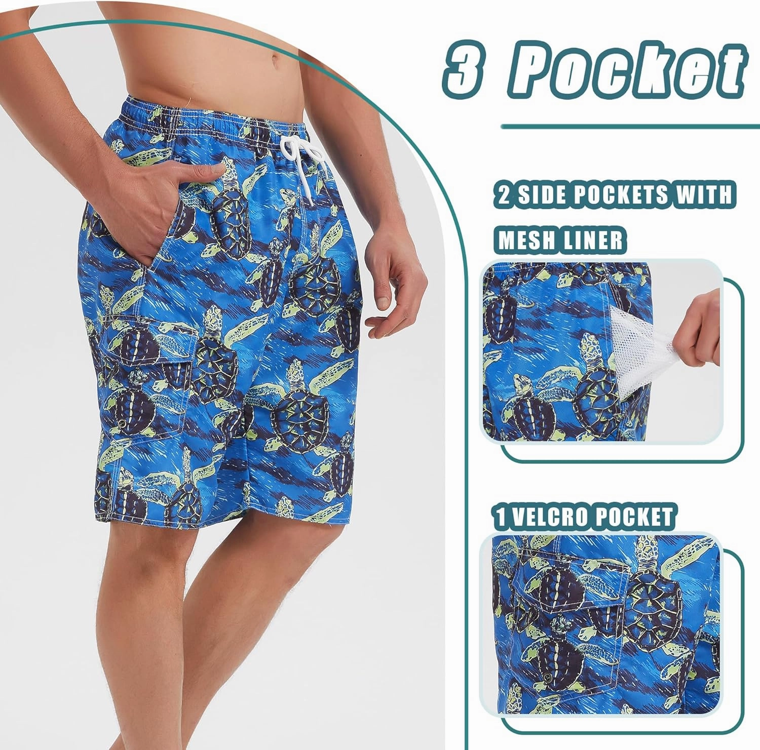 Mens Swim Trunks Swim Shorts Swimwear Swimsuit Beach Shorts Bathing Suits Quick Dry Waterproof