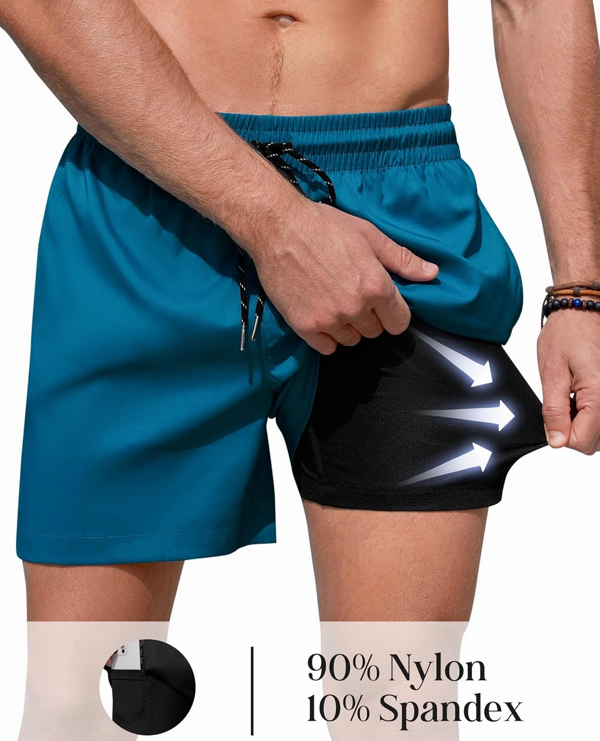 Mens Swim Trunks with Compression Lined Short Bathing Suits for Men 5 Inch Inseam Liner Men's Swimming Trunk